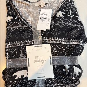 LOFT Black & White Polar Bear Pajama Set